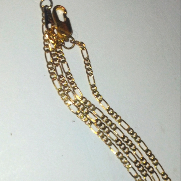28 INCH. 1 MM WIDE 14K YELLOW GOLD PLATED  FIGERIO CHAIN LINK NECKLACE - Picture 2 of 4